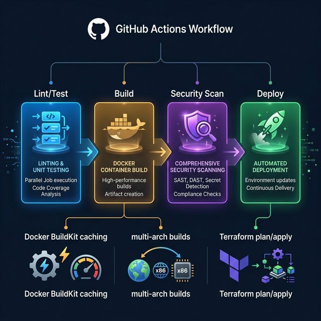 GitHub Actions CI/CD pipeline architecture