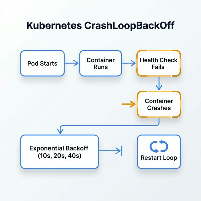 Kubernetes CrashLoopBackOff debugging flow diagram