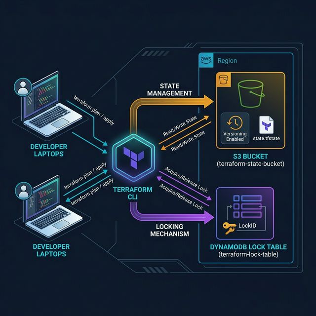 Terraform remote state architecture with S3 and DynamoDB